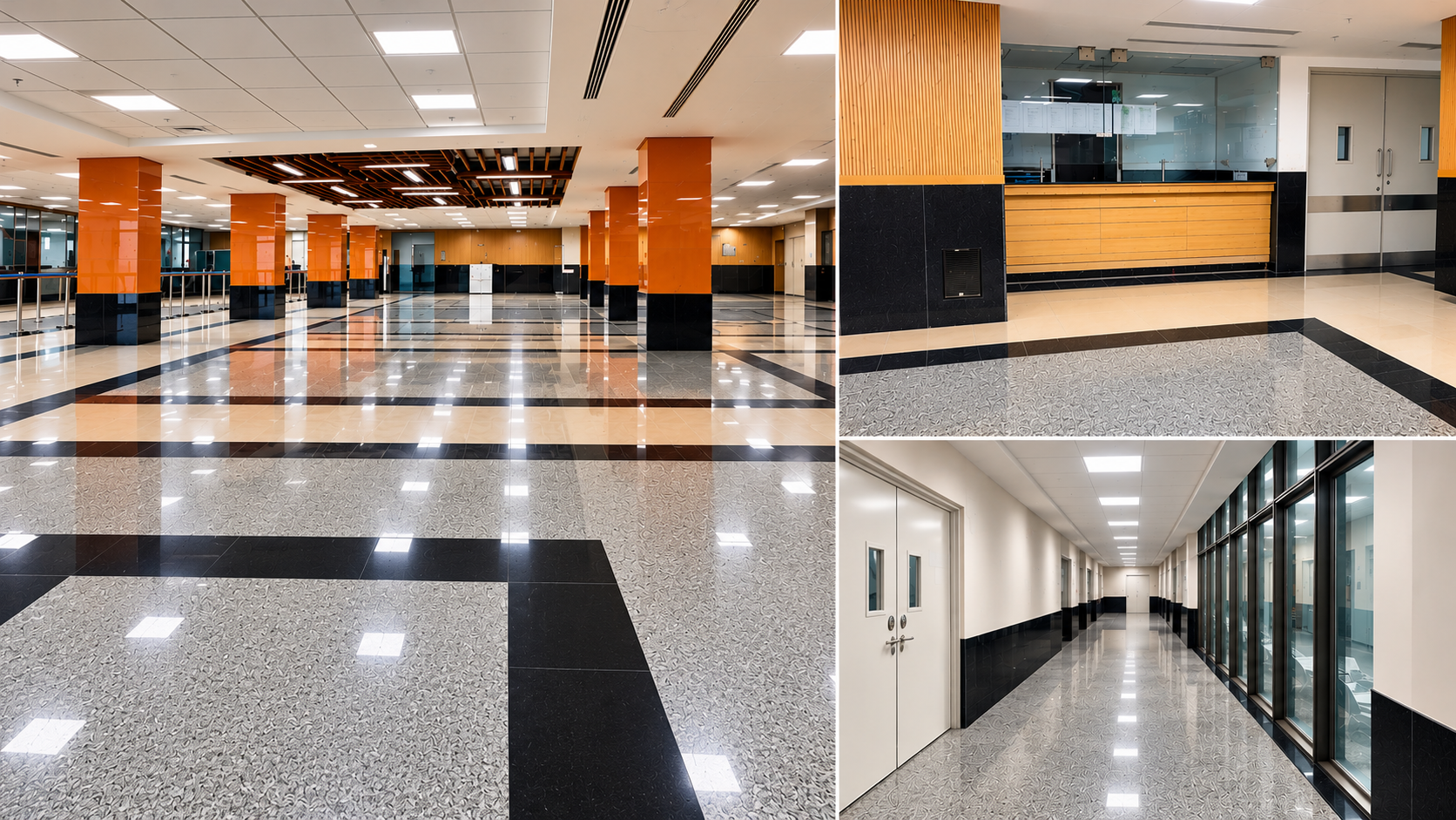 Polished Granite Lobby and Corridor Collage
